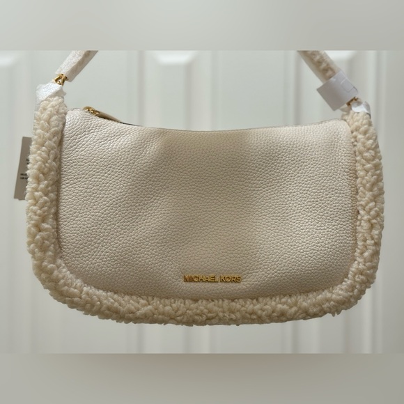 🌟MICHAEL MICHAEL KORS🌟 NWT Carmela Natural Medium Pouchette Crossbody Leather - Picture 6 of 11
